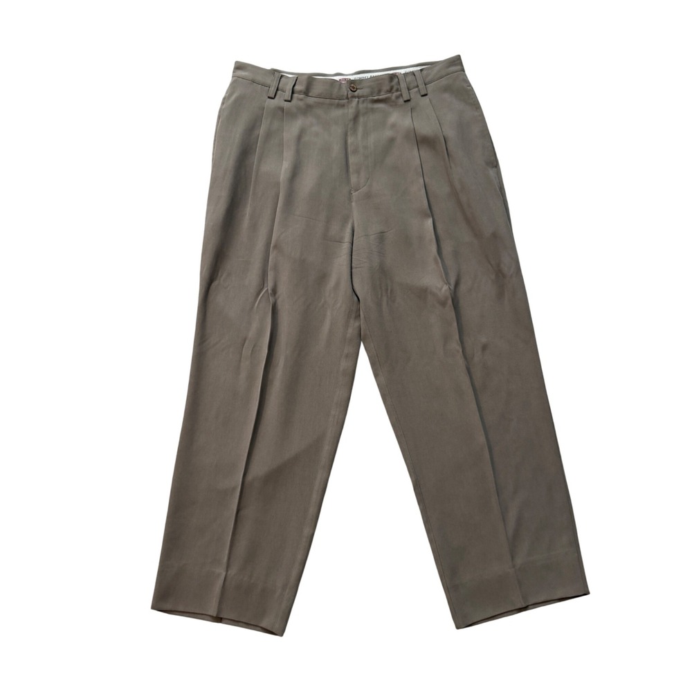 Tommy Bahama Relax Mens 38 Brown 100% Silk Pleated Herringbone Trousers Pants